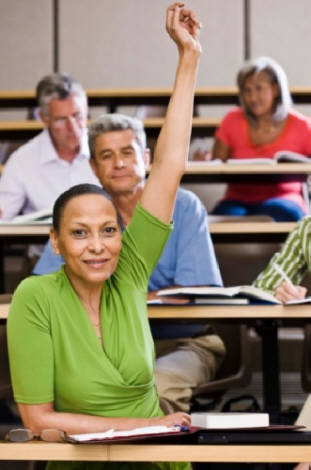 Picture of student raising her hand