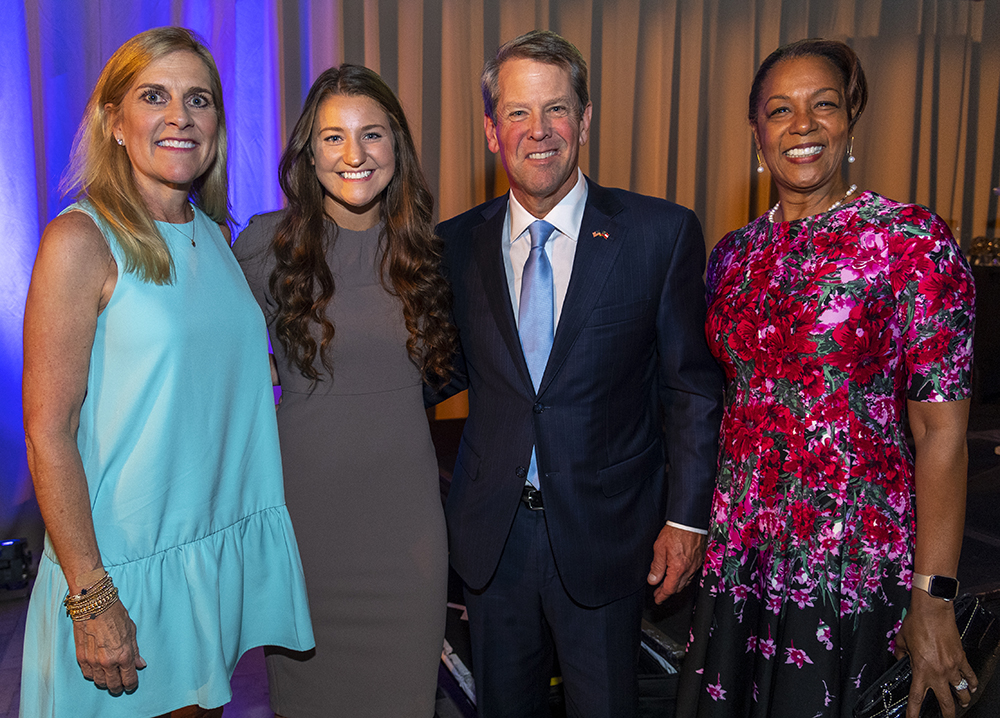 From left, First Lady Marty Kemp, Georgia Gwinnett College Nursing Student Autumn Musgrave, Governor Brian Kemp and GGC President Jann Joseph.