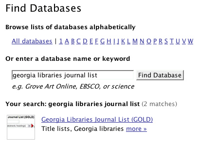 Search for GOLD in Databases A-Z