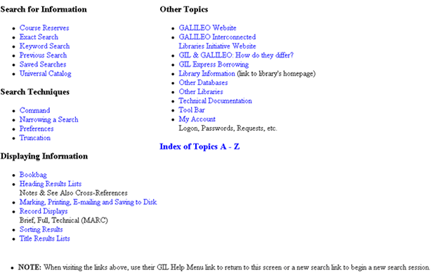 GIL Table of Contents