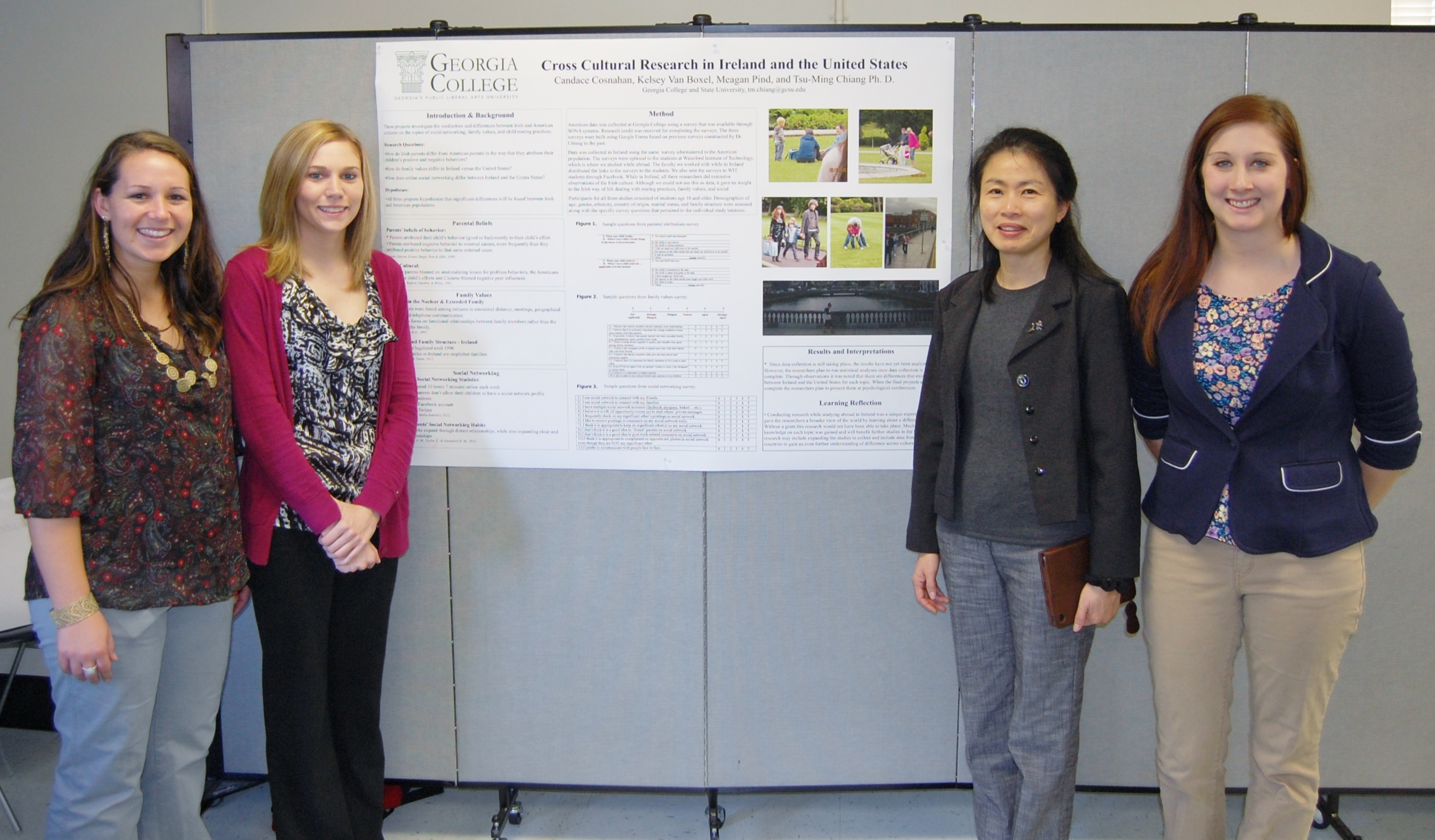 (left to right) 2015 summer scholars Candace Cosnahan, Kelsey Van Boxel, their mentor Dr. Tsu-Ming Chiang, and summer scholar Megan Pind.