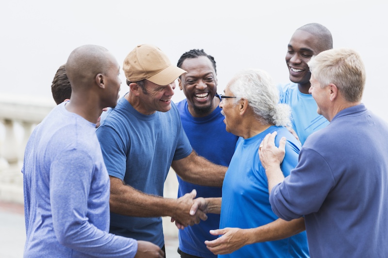 A group of people talking happily